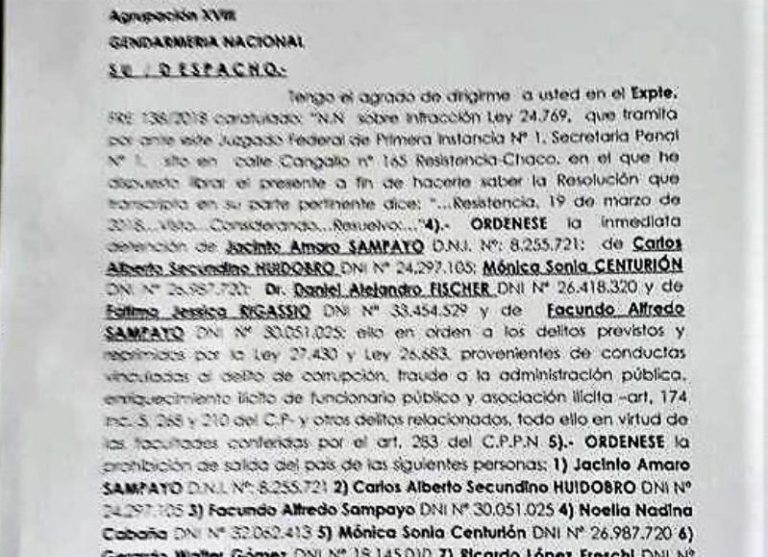 CHACO: MAS DETENCIONES ORDENADAS POR LA JUSTICIA FEDERAL