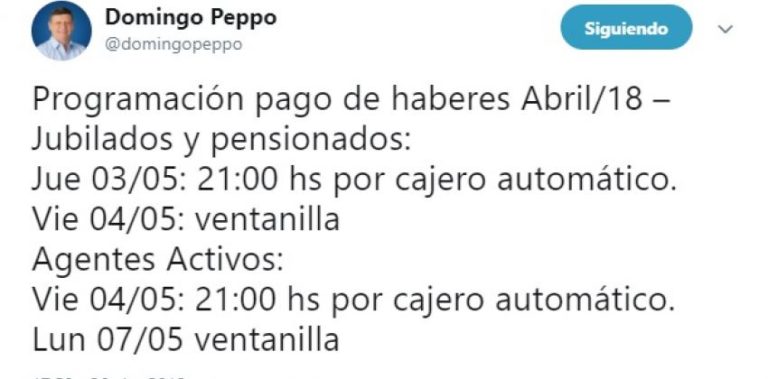 EL GOBIERNO CONFIRMÓ EL PAGO DE HABERES PARA EL 3 Y 4 DE MAYO