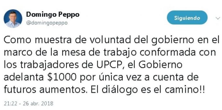 PEPPO CONFIRMÓ ADELANTO DE 1000 PESOS PARA TRABAJADORES DE LA ADMINISTRACIÓN PÚBLICA