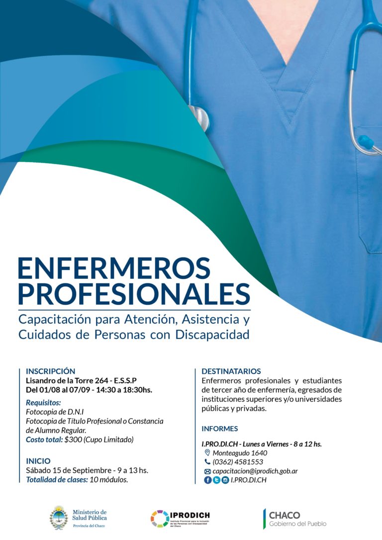 EL GOBIERNO INVITA A SUMARSE A LA CAPACITACIÓN PARA ENFERMEROS EN LA ATENCIÓN, ASISTENCIA Y CUIDADOS DE PERSONAS CON DISCAPACIDAD