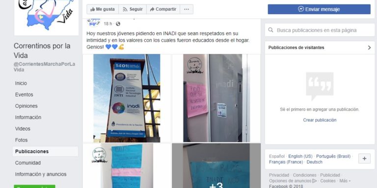 EN CORRIENTES  EMPAPELAN FRENTE DE LA DELEGACIÓN INADI CON CONSIGNAS CONTRA PROMOCIÓN DE DERECHOS 