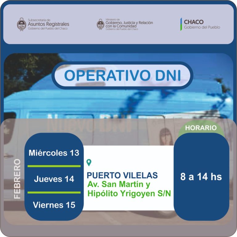 GOBIERNO HARÁ OPERATIVOS SIMULTÁNEOS DE DNI EN BARRANQUERAS Y PUERTO VILELAS