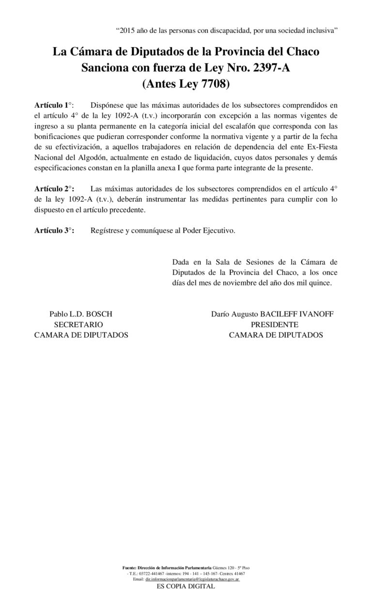 EL GOBIERNO INFORMA SOBRE PASE A PLANTA DE LOS EMPLEADOS DE LA EX FIESTA NACIONAL DEL ALGODÓN