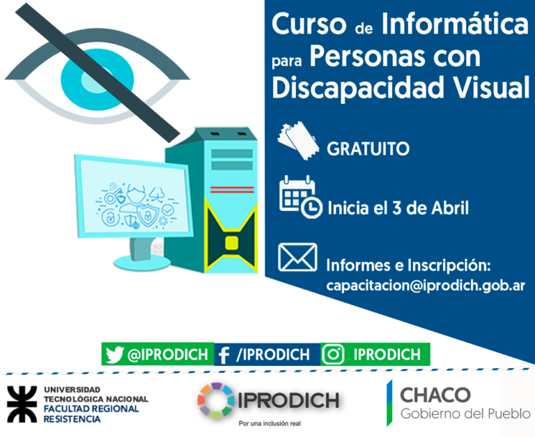 IPRODICH Y UTN INVITAN A PERSONAS CON DISCAPACIDAD VISUAL A SUMARSE A CURSO GRATUITO INCLUSIVO DE INFORMÁTICA