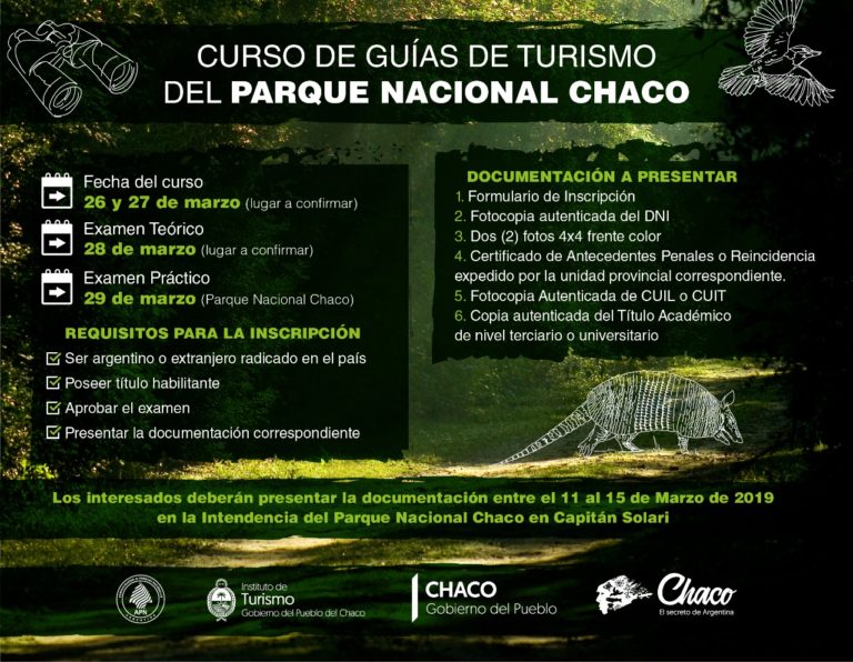 TURISMO INVITA A SUMARSE AL CURSO DE GUÍAS DE PROFESIONALES DEL PARQUE NACIONAL CHACO