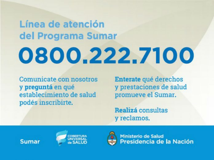 EL PROGRAMA SUMAR RESPONDE CONSULTAS A TRAVÉS DE SU LÍNEA TELEFÓNICA GRATUITA