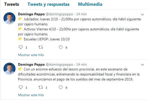 PEPPO CONFIRMÓ EL PAGO DE HABERES PARA EL JUEVES 3 Y VIERNES 4