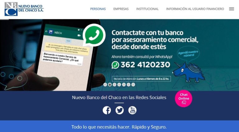 Nuevo Banco del Chaco informa alternativas para el pago de servicios y tarjetas de crédito