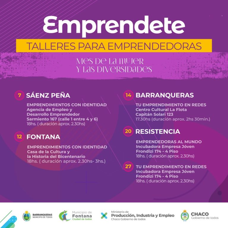 MES DE LAS MUJERES Y DIVERSIDADES: EMPRENDETE PROPONE CINCO TALLERES GRATUITOS EN MARZO