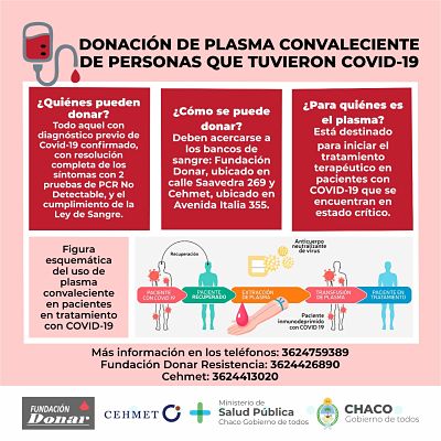 COVID-19: SALUD PÚBLICA GARANTIZA LOS TRATAMIENTOS CON PLASMA