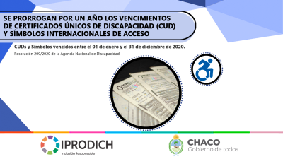 IPRODICH: SE PRORROGAN POR UN AÑO LOS VENCIMIENTOS DE CUDs