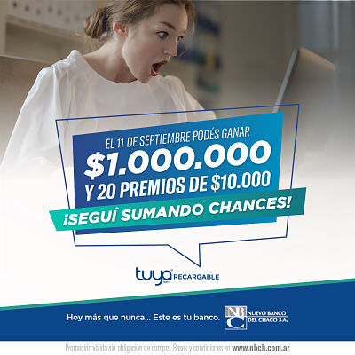 Se acerca el sorteo de $ 1.000.000 de la promoción de Nuevo Banco del Chaco