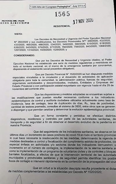 ANTE EL AUMENTO DE CASOS, EL GOBIERNO PROVINCIAL DISPUSO NUEVAS MEDIDAS