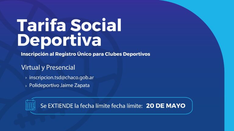 TARIFA SOCIAL DEPORTIVA: HASTA EL 20 DE MAYO PODRÁN INSCRIBIRSE