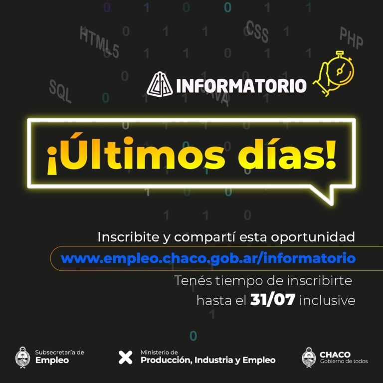 HASTA ESTE SÁBADO ESTÁ ABIERTA LA INSCRIPCIÓN AL INFORMATORIO