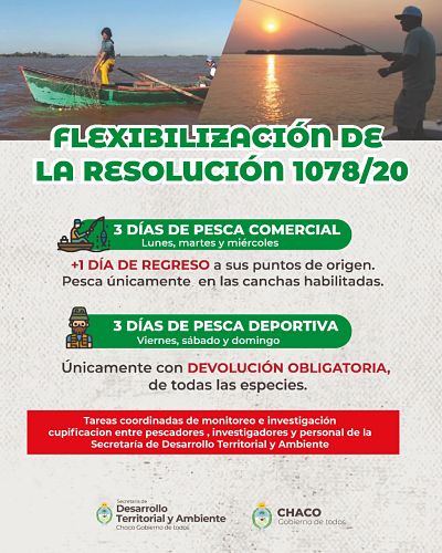 LA PROVINCIA RESOLVIÓ LA FLEXIBILIZACIÓN DE LA VEDA PESQUERA