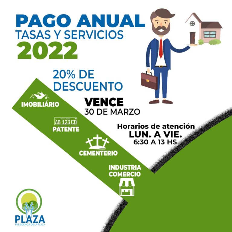 PLAZA: APROVECHÁ EL 20% DE DESCUENTO EN TASAS Y SERVICIOS