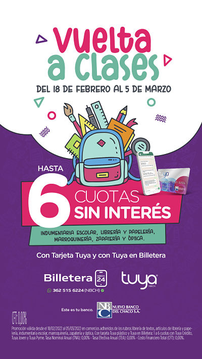 Vuelta a clases en 6 cuotas sin interés con Tuya