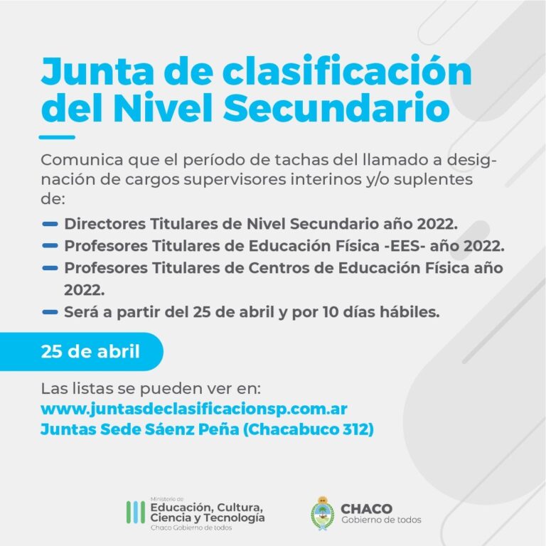 JUNTA DE NIVEL SECUNDARIO COMUNICA