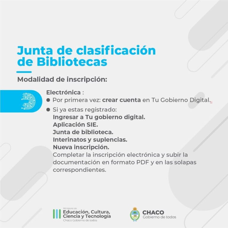 JUNTA DE BIBLIOTECAS: INICIA LA INSCRIPCIÓN