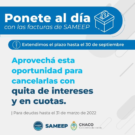 SAMEEP EXTIENDE AL 30 DE SEPTIEMBRE LA MORATORIA