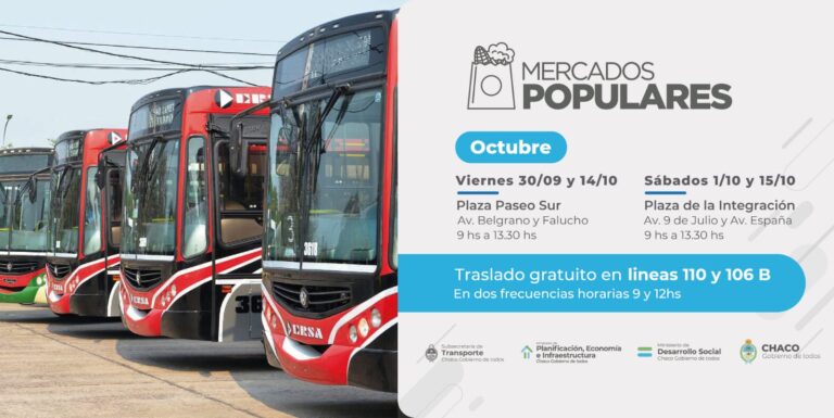 MERCADOS POPULARES: EL GOBIERNO MANTIENE EL TRANSPORTE GRATUITO