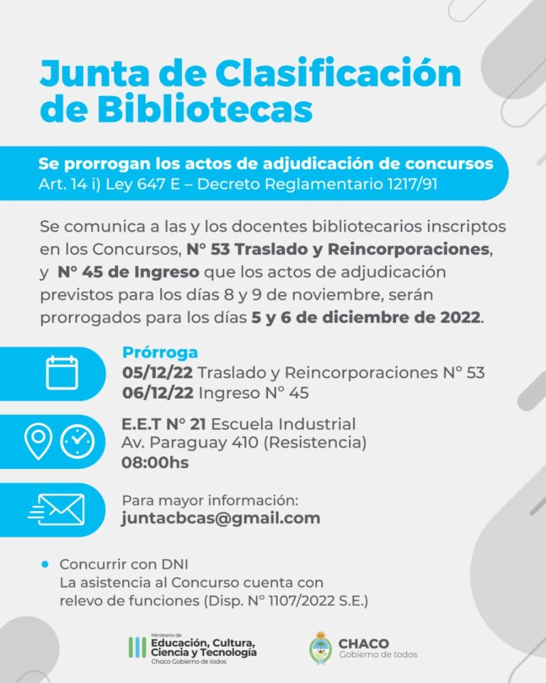 LA JUNTA DE CLASIFICACIÓN DE BIBLIOTECAS PRORROGÓ