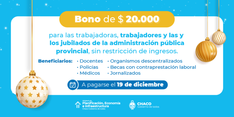 EL GOBIERNO PAGARÁ EL LUNES EL BONO DE $20.000