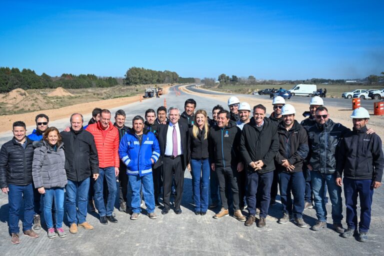 El presidente recorrió las obras de la nueva Variante Cañuelas