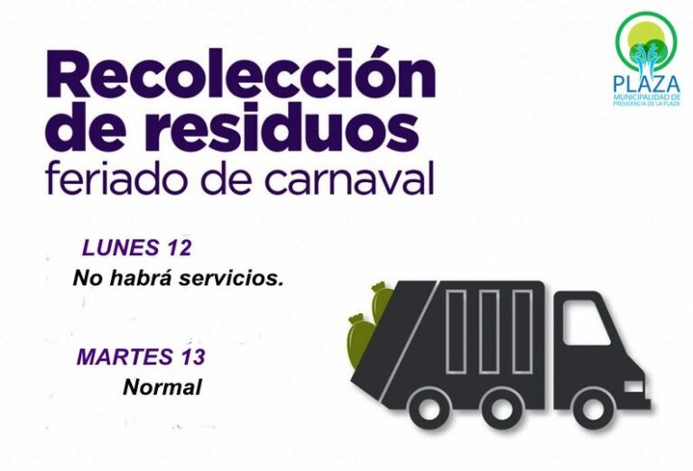 RECOLECCION DE RESIDUOS: FERIADOS DE CARNAVAL