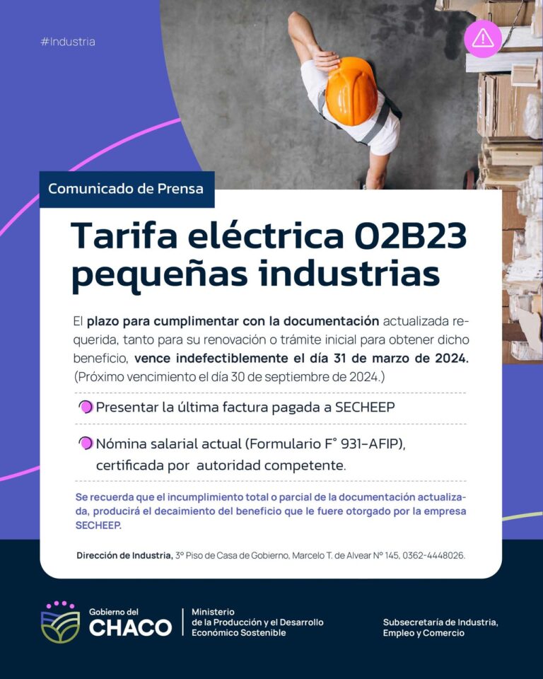 TARIFA ELÉCTRICA A PEQUEÑAS INDUSTRIAS 