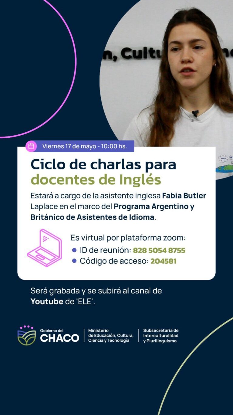 EDUCACIÓN: CHARLA PARA PROFESORES Y ESTUDIANTES DE INGLÉS