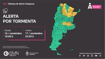 El SMN emitió un alerta meteorológica por lluvias para 11 provincias