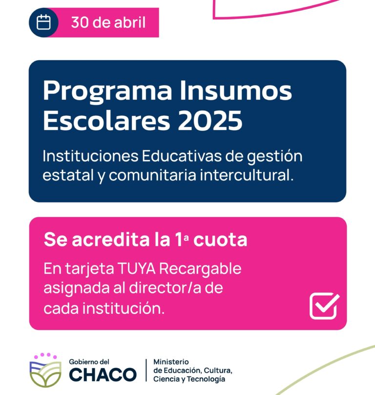 EDUCACIÓN: ESTE MIÉRCOLES SE DEPOSITA LA PRIMERA CUOTA DEL FONDO INSUMOS ESCOLARES