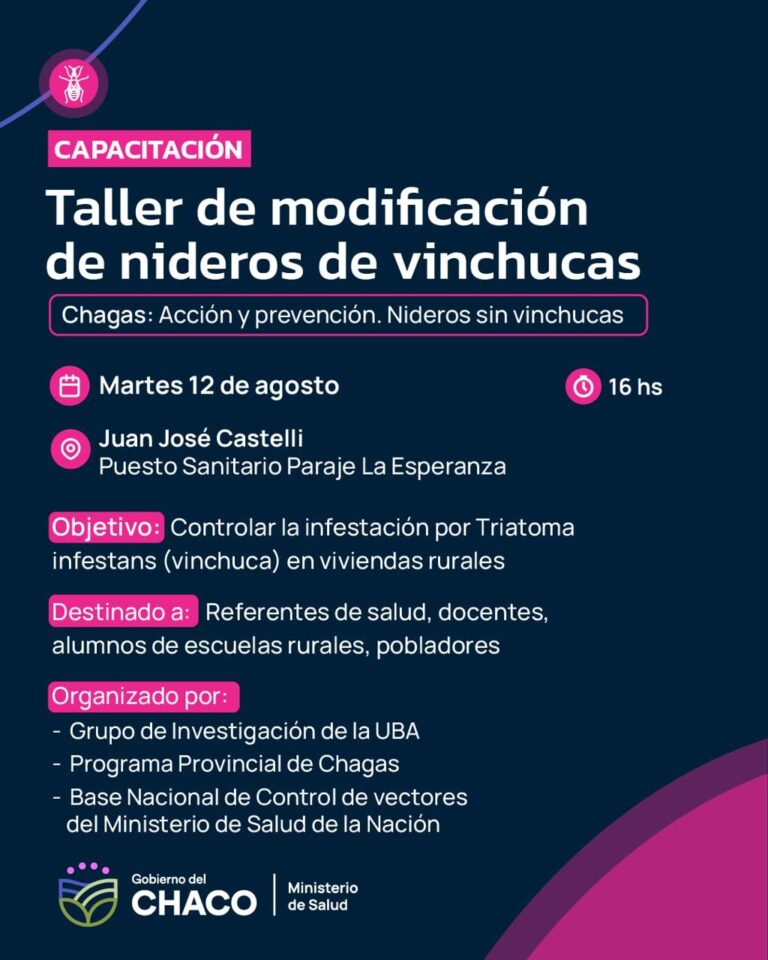 CASTELLI: SALUD CAPACITARÁ A LA COMUNIDAD SOBRE TRATAMIENTO Y PREVENCIÓN DE VINCHUCAS