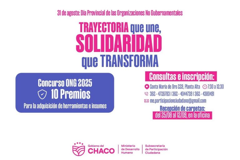 EL GOBIERNO PROVINCIAL CONVOCA AL CONCURSO PARA ELEGIR A LA ONG DESTACADA 2025