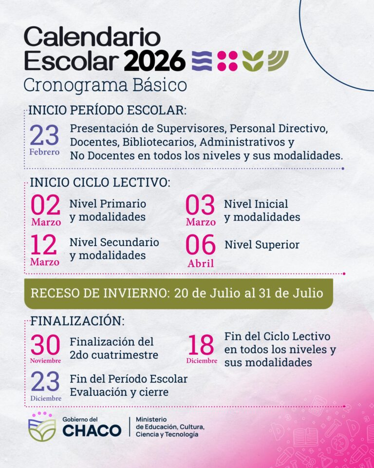 EDUCACIÓN ESTABLECIÓ EL CALENDARIO ESCOLAR BÁSICO 2026