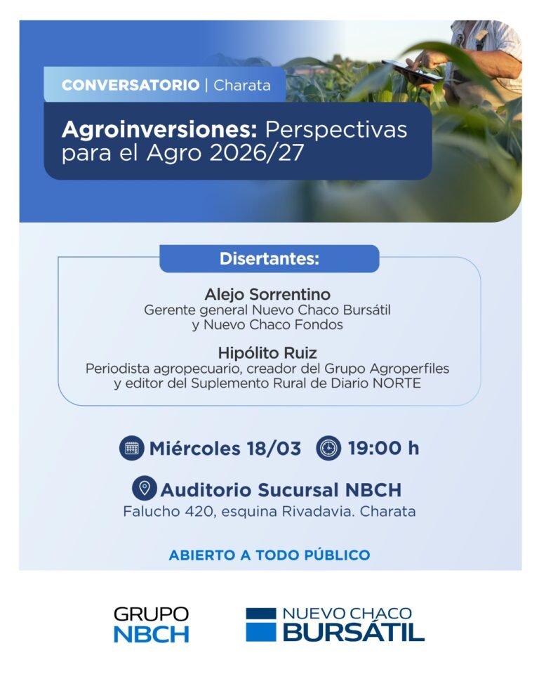 Perspectivas para el agro: Nuevo Chaco Bursátil organiza un encuentro para inversores en Charata