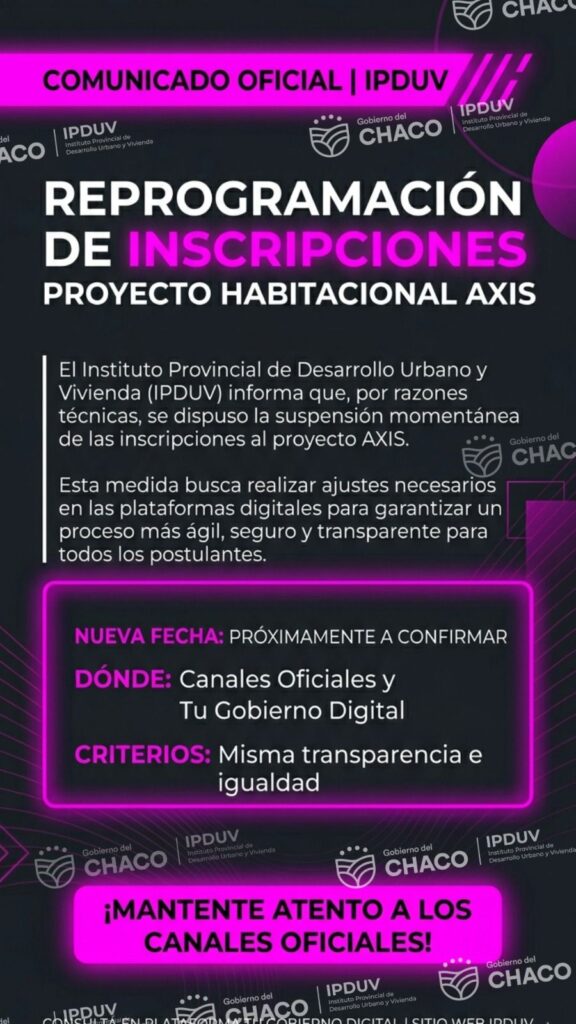 EL IPDUV REPROGRAMA LAS INSCRIPCIONES AL PROYECTO HABITACIONAL AXIS