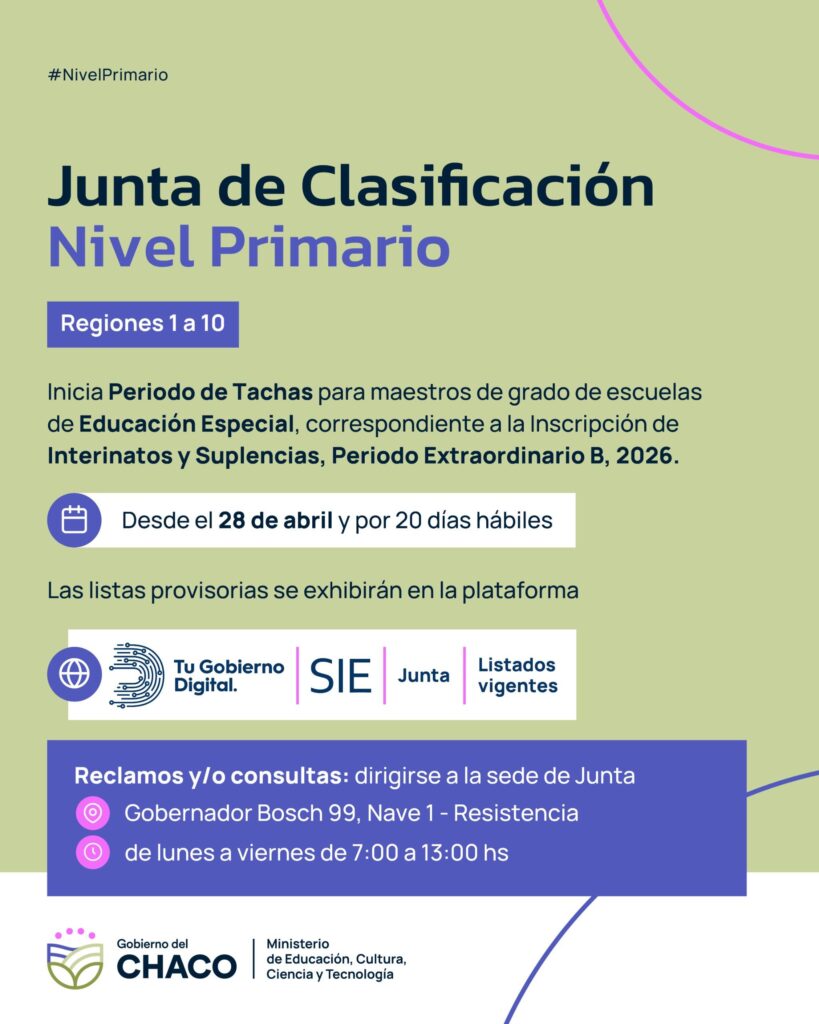 EDUCACIÓN ESPECIAL: INICIA EL PERÍODO DE TACHAS PARA INTERINATOS
