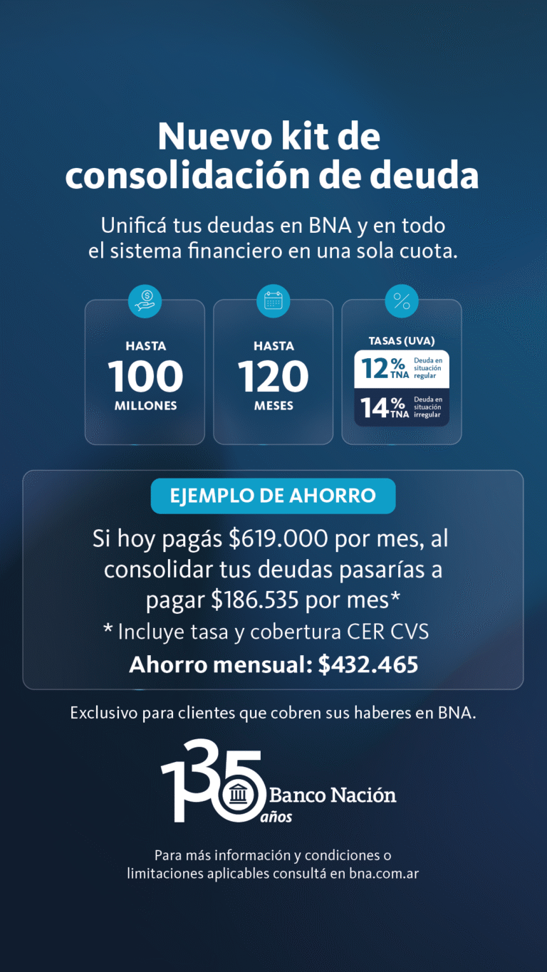Los clientes que perciban o elijan percibir sus ingresos en el BNA con deudas en otras entidades
