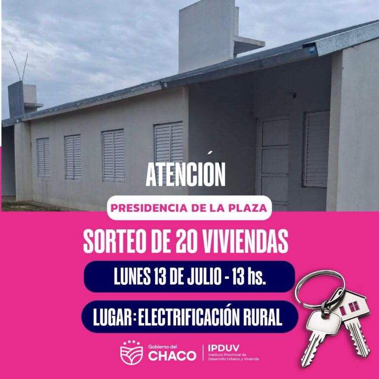 EL IPDUV REALIZARÁ EL SORTEO PÚBLICO DE VIVIENDAS EN PRESIDENCIA DE LA PLAZA