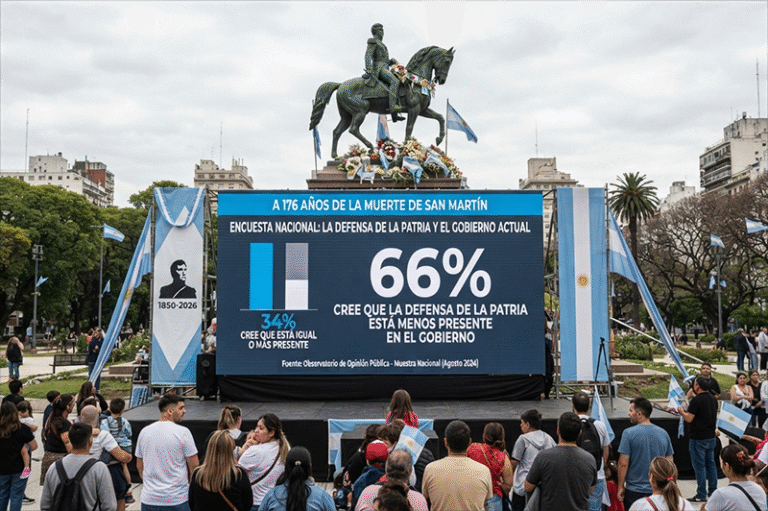 A 176 años de la muerte de San Martín, el 66% cree que la defensa de la Patria está menos presente en el Gobierno