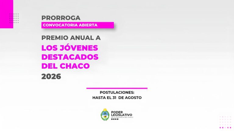 Premio Anual a los Jóvenes Destacados del Chaco: hasta el 31 de agosto se reciben postulaciones