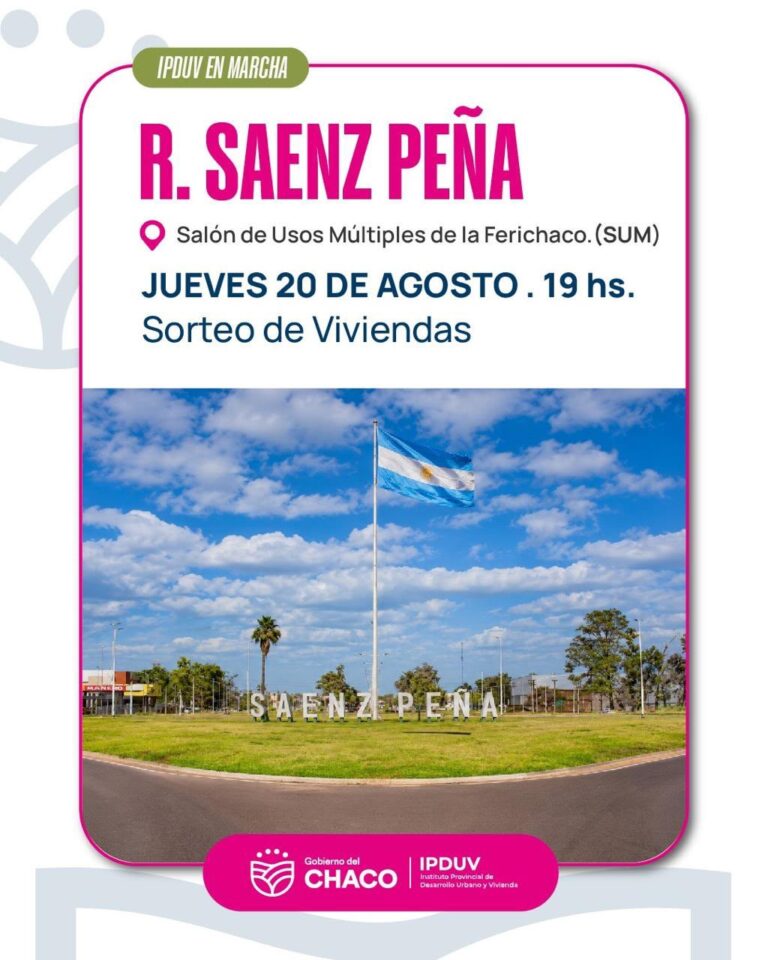 EL IPDUV REALIZARÁ ESTE JUEVES 20 EL SORTEO DE VIVIENDAS EN SÁENZ PEÑA