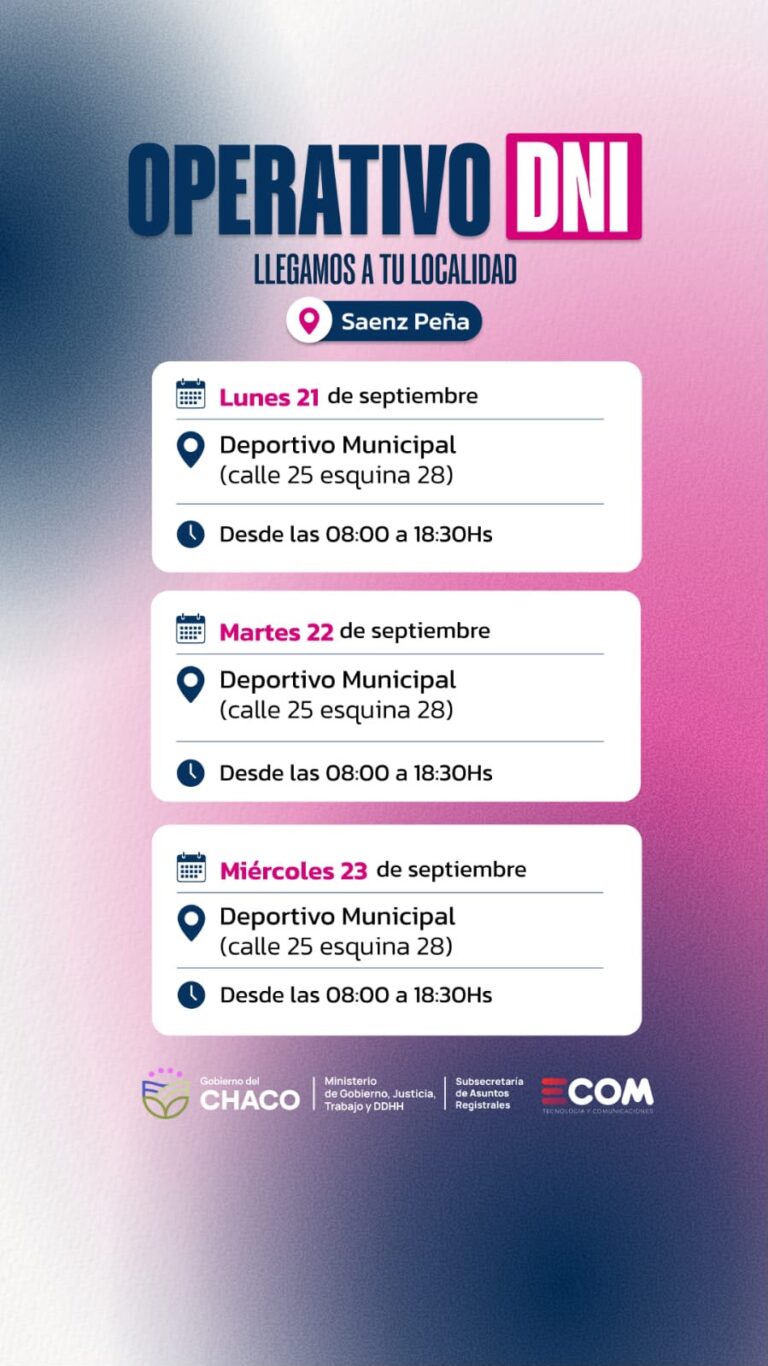 DURANTE SEIS DÍAS, SÁENZ PEÑA RECIBE EL OPERATIVO DNI