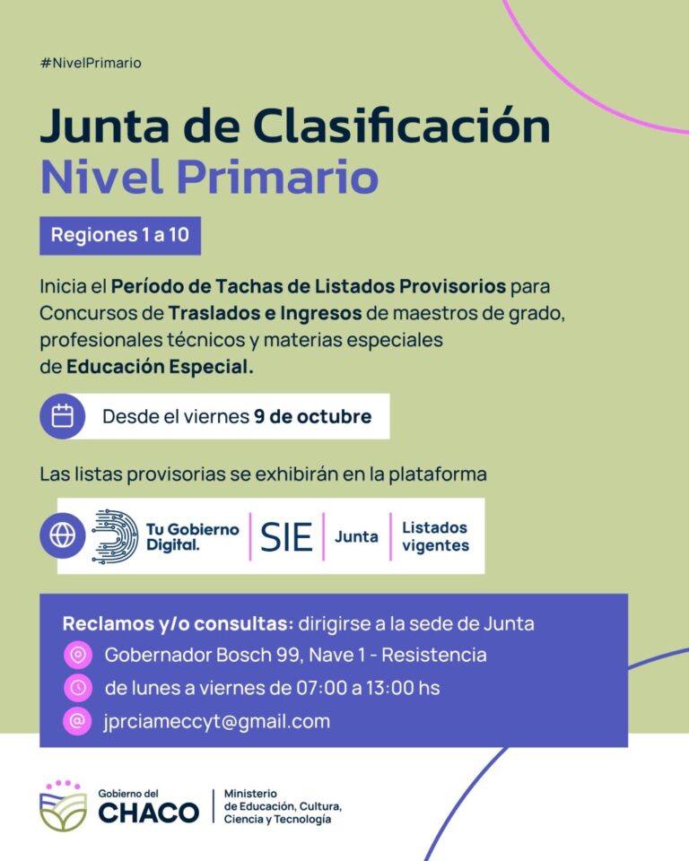 EDUCACIÓN ABRE EL PERÍODO DE TACHAS PARA CONCURSOS DE TRASLADOS E INGRESO