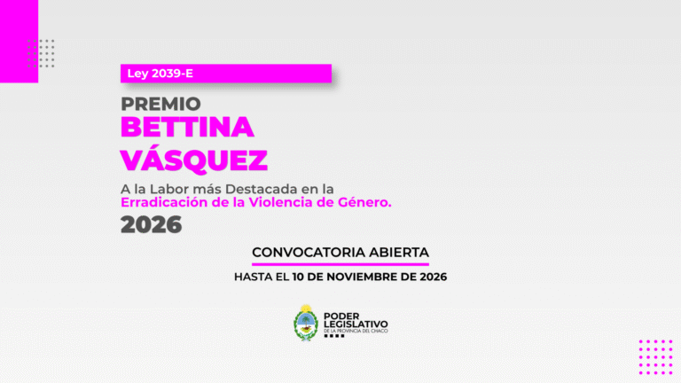 La Legislatura abrió la convocatoria al Premio “Bettina Vásquez” 2026